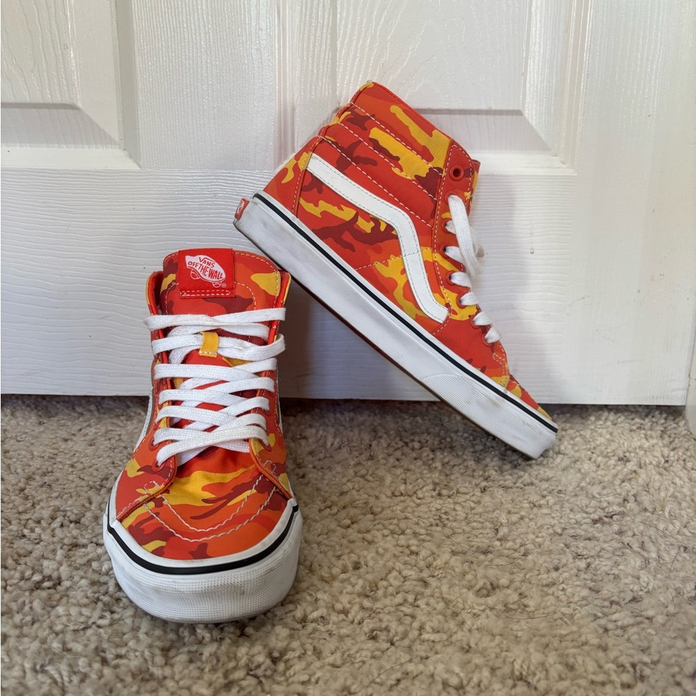 Vans Red and Yellow Camo High-Top Sneakers